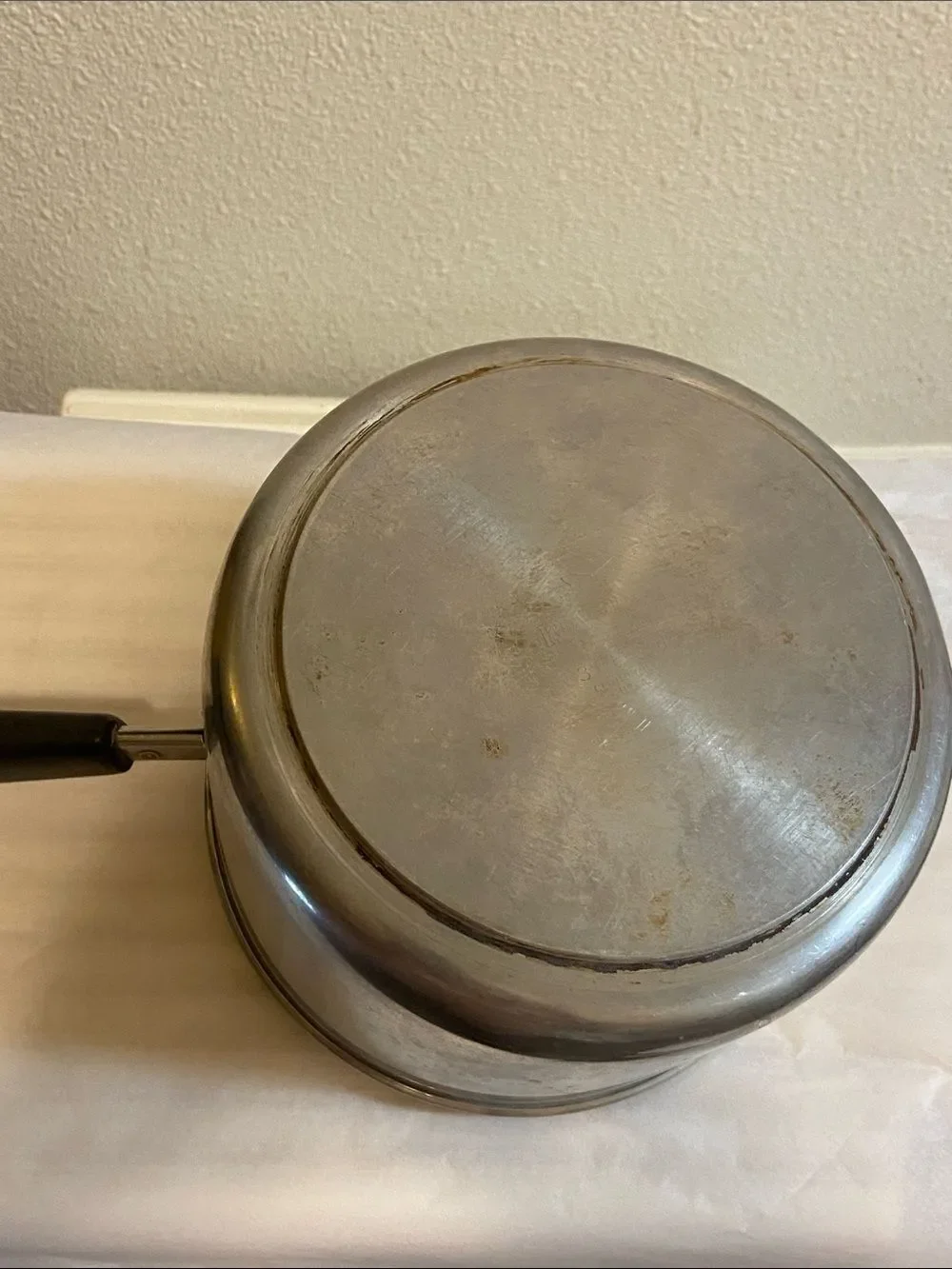 Reverse Ware 3 Qt. 91d Clinton, ILL Stainless Steel Saucepan with Black Handle